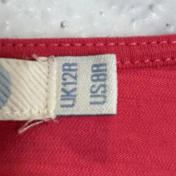 Boden Bea Embroidered Midi Boho Western Dress Size 8R Fuchsia Short Sleeves FLAW - Picture 4 of 9